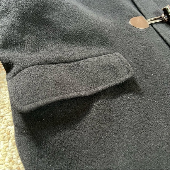 Classic LAUREN: Ralph Lauren BLACK Wool Blend Duffle Coat w Hood & Zipper Sz XL - Picture 5 of 13